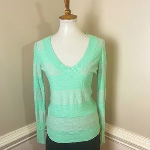 Express Mint & Sparkles Striped Sweater S FREE SHIP